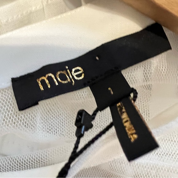 MAJE Lemia Pleated Overlay Blouse Illusion Ecru White Size S - Picture 9 of 13